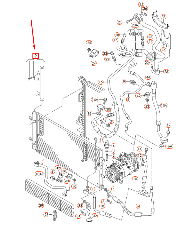 NEW AUDI A4 B8 A/C DRYER INSERT WITH ATTACHMENT PARTS 8K0298403B ORIGINAL