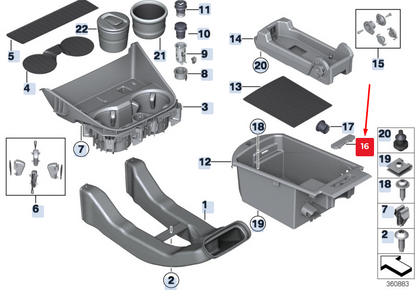 new bmw x3 f25 storage compartment blind plate 51169217475 9217475 original