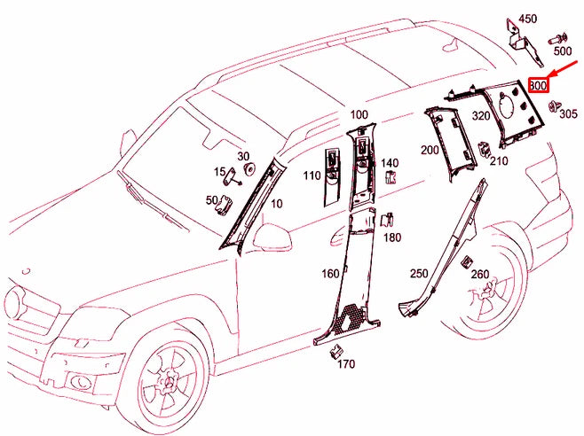 NEW MERCEDES-BENZ GLK X204 RIGHT D-PILLAR TRIM A20469012269051 ORIGINAL