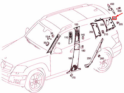 NEW MERCEDES-BENZ GLK X204 RIGHT D-PILLAR TRIM A20469012269051 ORIGINAL