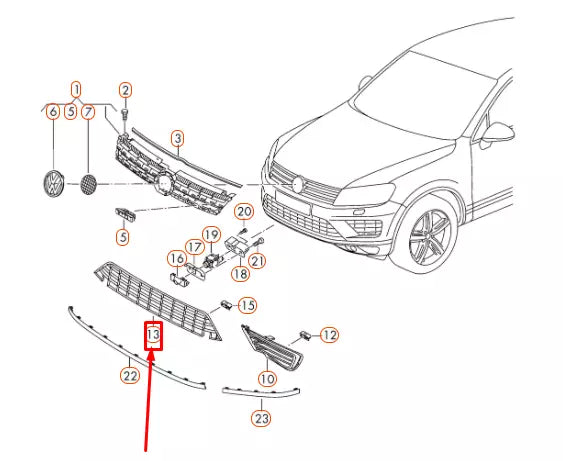 NEW VW TOUAREG 7L FRONT BUMPER LOWER CENTER GRILLE 7P6853671J041 ORIGINAL
