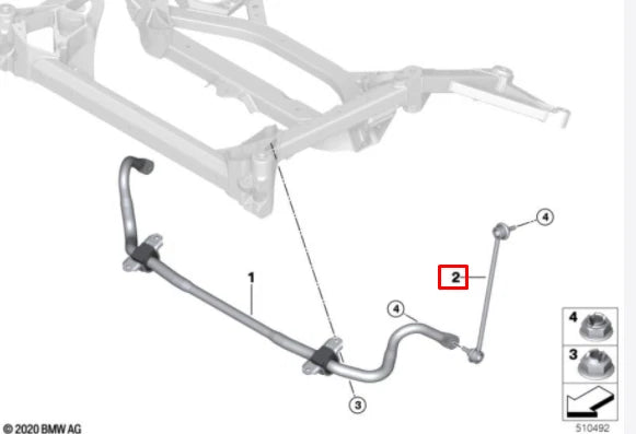 NEW BMW 4 COUPE G22 G82 FRONT LEFT STABILIZER LINK 31308091445 ORIGINAL