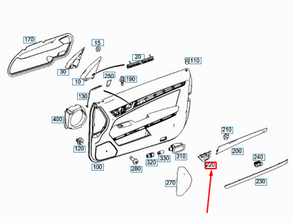 NEW MB E C207 FRONT RIGHT DOOR INTERIOR GARNISH MOULDING A2077201622642A