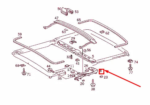NEW MB E W124 SLIDING ROOF TRANSPORT BRIDGE RIGHT ANGLE A1247800612