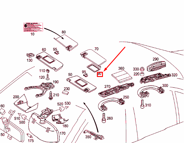 NEW MERCEDES-BENZ E W211 RIGHT SUN VISOR MIRROR A21181100108K67 ORIGINAL