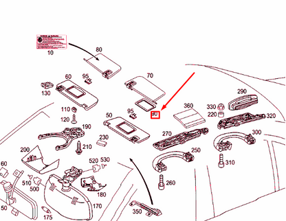 NEW MERCEDES-BENZ E W211 RIGHT SUN VISOR MIRROR A21181100108K67 ORIGINAL