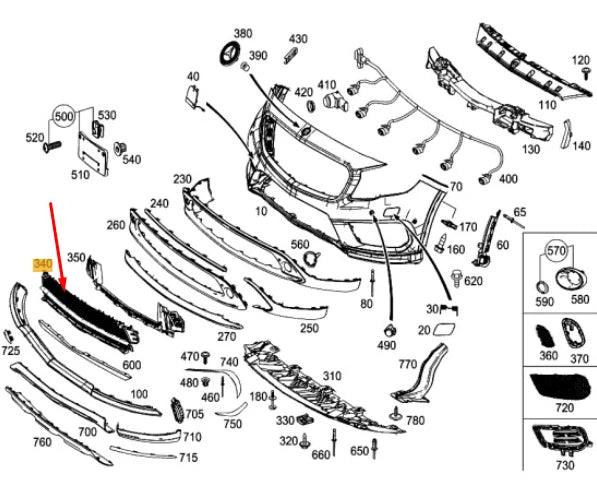 NEW MB GLA-CLASS X156 FRONT AMG BUMPER LOWER GRILLE A1568858600 ORIGINAL