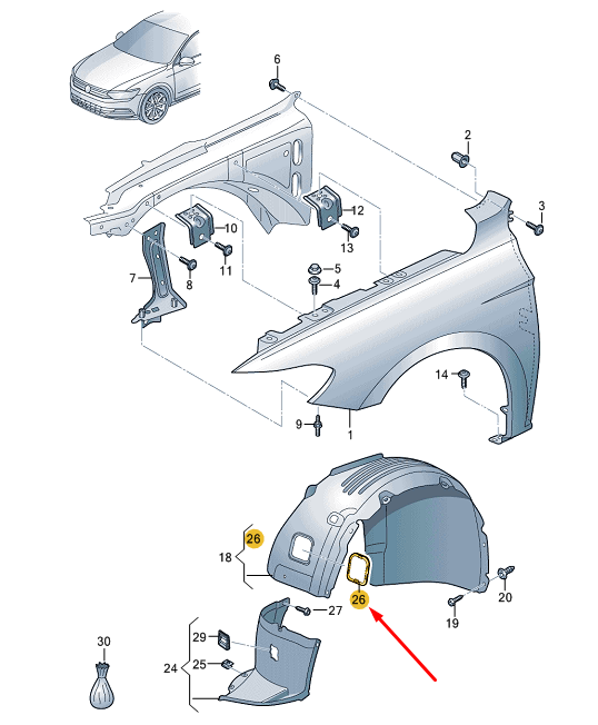 new vw passat b8 3g2 front right wheel arch cover 3g0805777a original