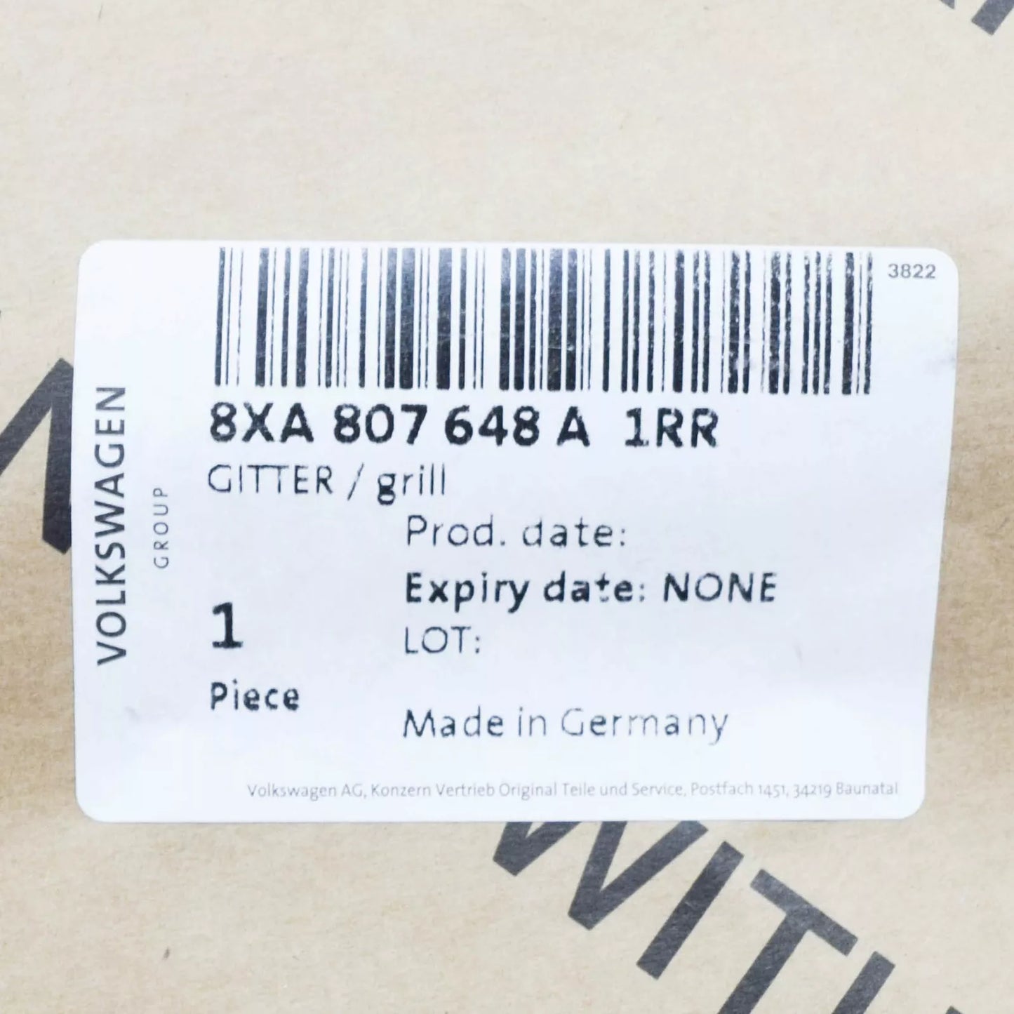 NEW AUDI A1 8X FRONT BUMPER RIGHT FOG LIGHT GRILL 8XA807648A1RR