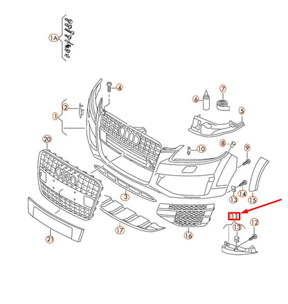 NEW AUDI Q7 4L FRONT BUMPER LEFT SPOILER MOLDING 4L0807513C ORIGINAL