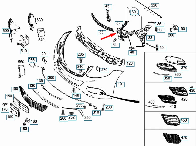 NEW MERCEDES-BENZ S-CLASS W222 FRONT LEFT BUMPER BRACKET A2228852165