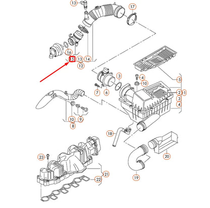 NEW VW BEETLE A5 ENGINE AIR INTAKE HOSE CONNECTION PIECE 1K0129635A ORIGINAL