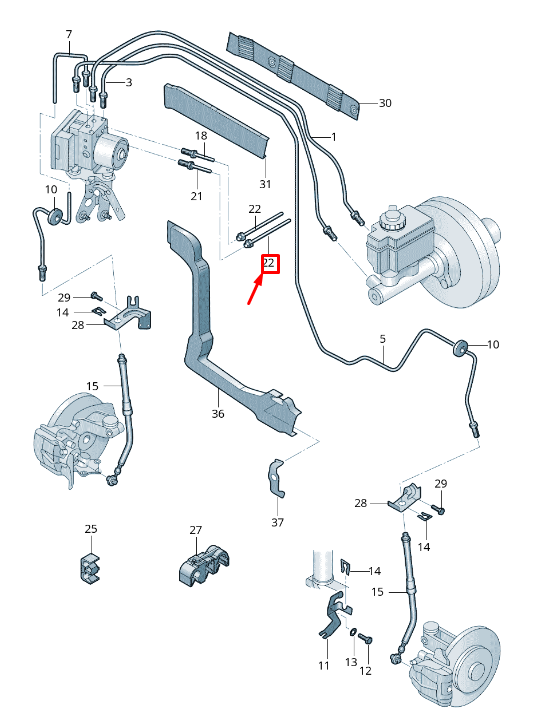new skoda yeti 5l rear left brake line 1k0614742ag original