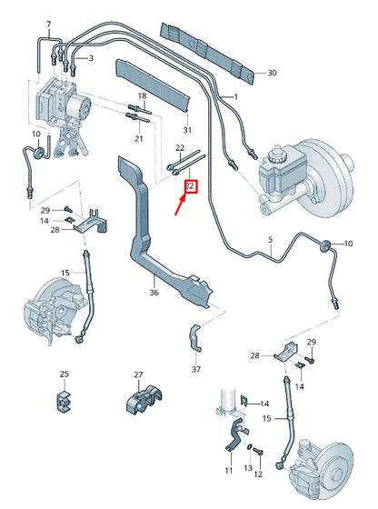new skoda yeti 5l rear left brake line 1k0614742ag original
