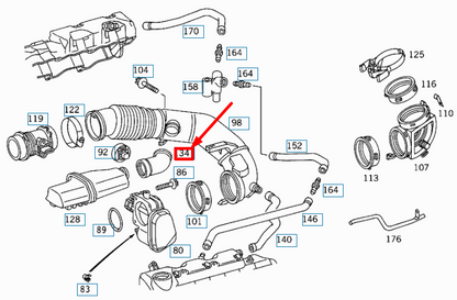NEW MERCEDES-BENZ ML W163 CAMPER ON INTAKE LINE HOSE A1121410083 ORIGINAL