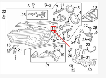 NEW AUDI A5 8T3 FRONT LEFT HEADLIGHT SEALING FRAME 8T0941191B ORIGINAL
