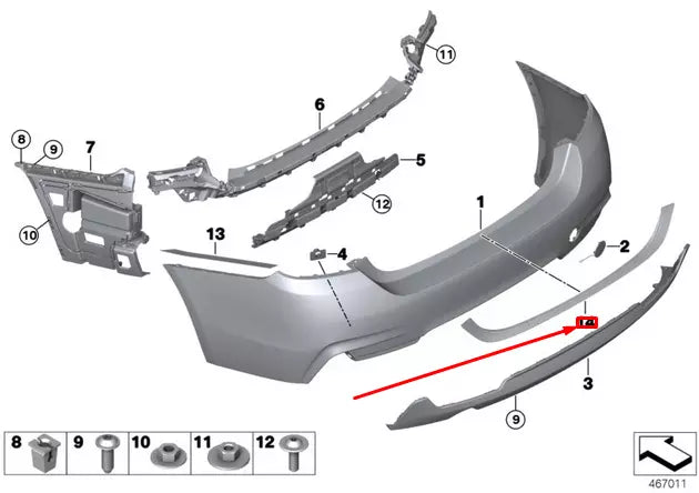 NEW BMW 4 GRAN COUPE F36 REAR BUMPER COVER TRIM 51127338682 7338682 ORIGINAL
