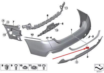 NEW BMW 4 GRAN COUPE F36 REAR BUMPER COVER TRIM 51127338682 7338682 ORIGINAL