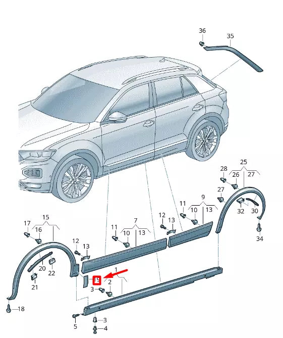 NEW VOLKSWAGEN T-ROC A11 FRONT RIGHT FENDER MOLDING TRIM 2GA854776R7H