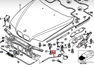 new bmw 5 e39 bonnet hood release cable rhd 51238172174 original