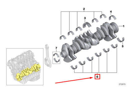 new bmw 2 coupe f22, f87 crankshaft bearing shell 7849239 11217849239 original