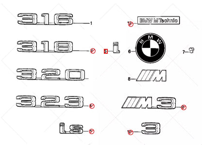 NEW BMW 3 E30 REAR TAILGATE BOOT LID EMBLEM BADGE 51141916137 ORIGINAL