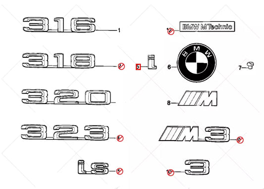 NEW BMW 3 E30 REAR TAILGATE BOOT LID EMBLEM BADGE 51141916137 ORIGINAL