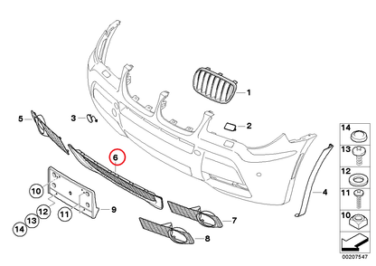 new bmw x3 e83 front bumper central lower grill m 51113417722 3417722 original
