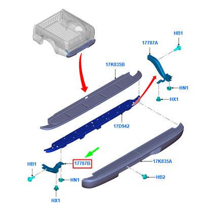 new ford ranger t6 mk1 rear right bumper bracket 1737341 ab39-17787-da original