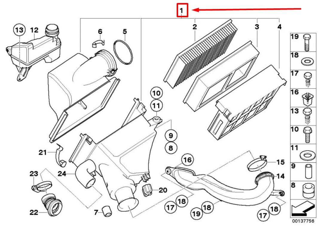 NEW BMW 5 E39 INTAKE MUFFLER 1716218 13711716218 ORIGINAL