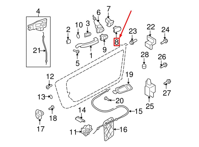 NEW AUDI TT ROADSTER 8J REAR RIGHT OUTER DOOR HANDLE COVER 3B4839879AGRU