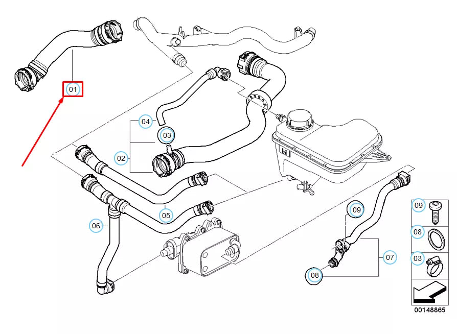 NEW BMW X3 E83 RADIATOR COOLANT HOSE 17123450645 3450645