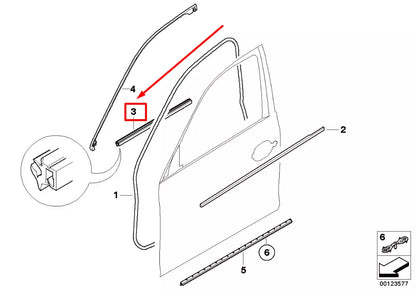NEW BMW 5 E60 FRONT LEFT DOOR INSIDE CHANNEL SEALING 51217033785 7033785
