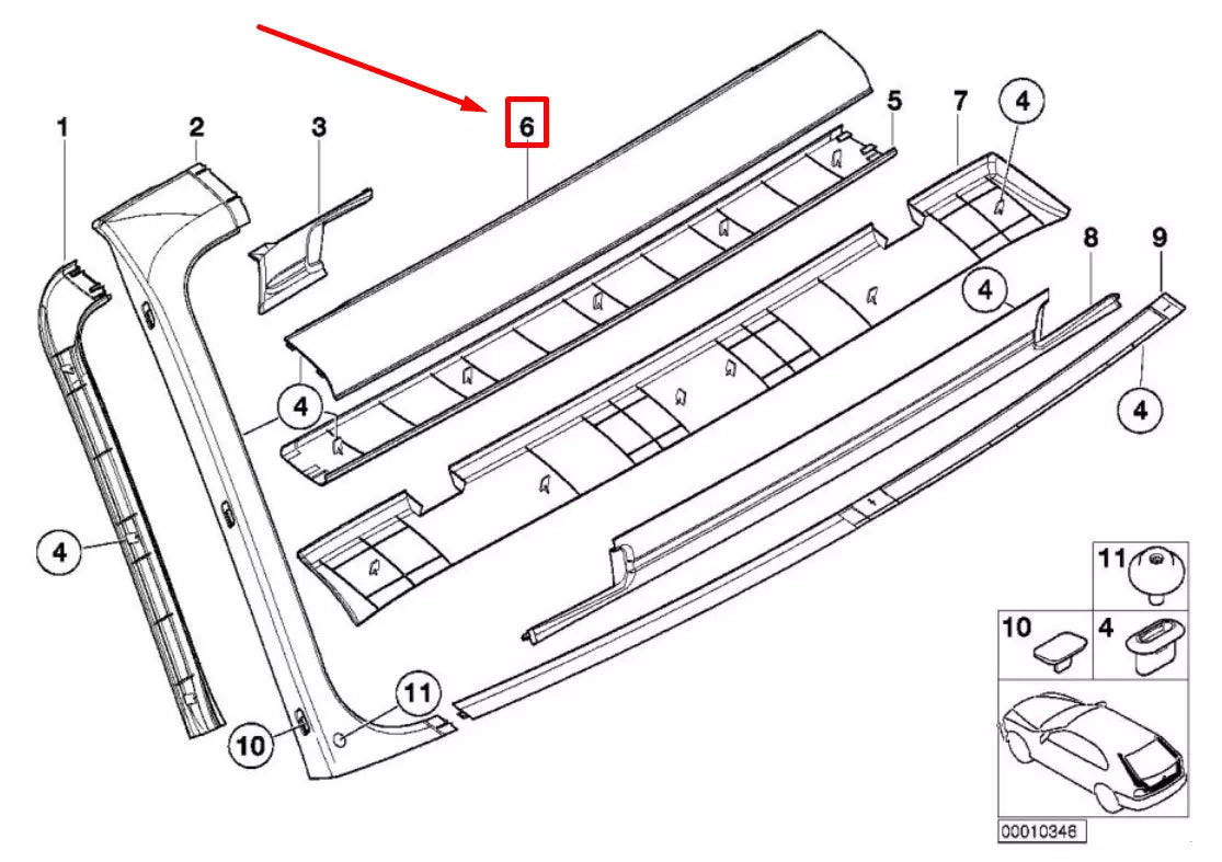 NEW BMW 5 E39 EXTERIOR UPPER TRUNK LID TRIM 51498190693 8190693 ORIGINAL