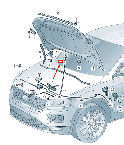 new volkswagen t-roc a11 hood support 2ga823363 original