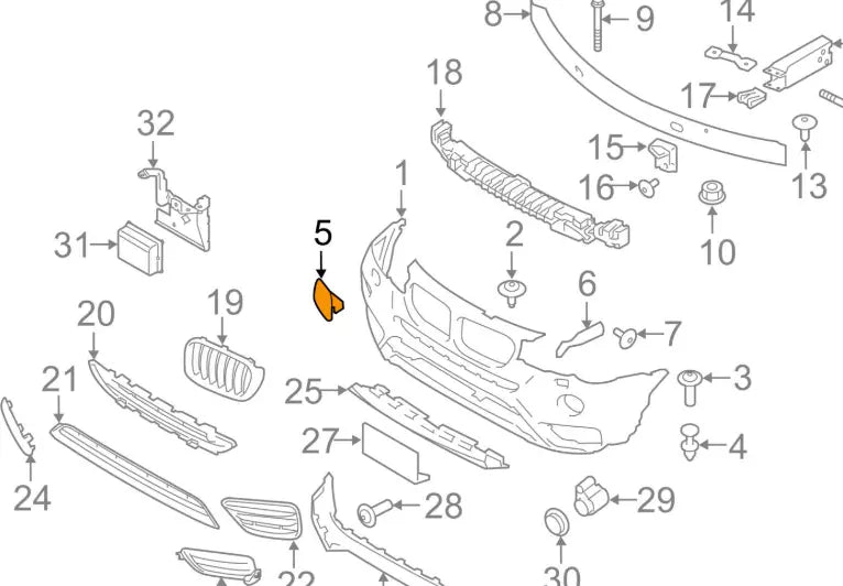 NEW BMW X4 F26 FRONT BUMPER HEADLIGHT WASHER COVER LEFT L/R 7338567 ORIGINAL