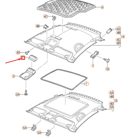 NEW VOLKSWAGEN BEETLE A5 ROOF STOWAGE COMPARTMENT 5C6868837A82V ORIGINAL