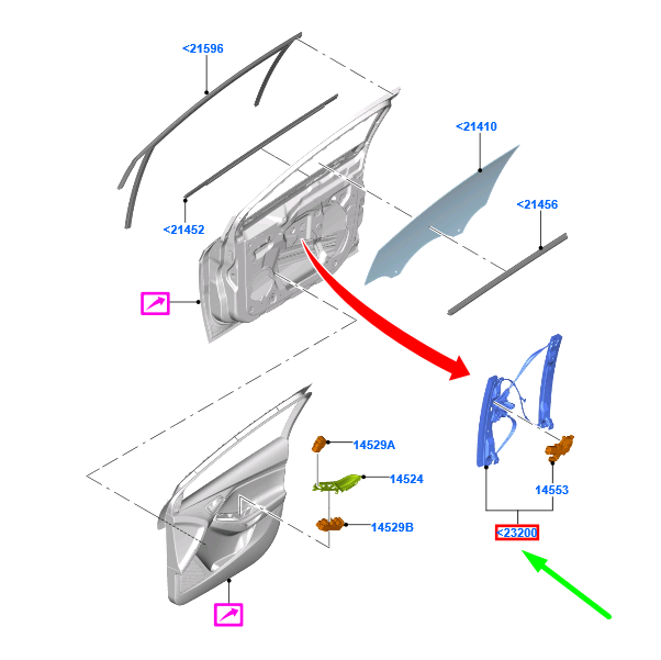 new ford focus mk3 c346 front left door window regulator 1847373 original