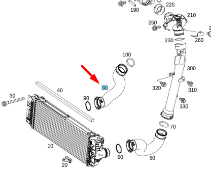 new mb sprinter w907 right charge air cooler hose a9075282200 original