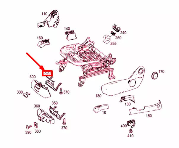 NEW MB CLA C117 FRONT SEAT ODDMENTS BOX UNDER RETAINING RAIL A2468600614