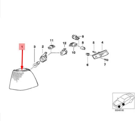 NEW BMW 3 E36 FRONT RIGHT TURN INDICATOR LIGHT 63138353278 ORIGINAL