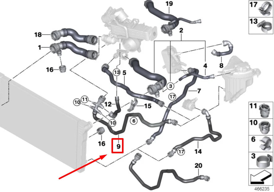 NEW BMW 7 F02 ENGINE COOLANT HOSE 8511760 17128511760 ORIGINAL