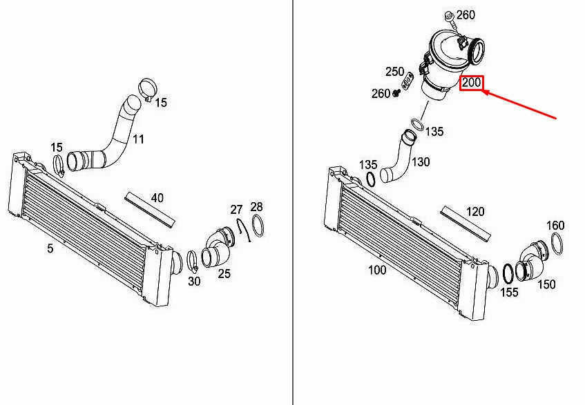 NEW MERCEDES-BENZ VIANO W639 TURBO AIR PIPE DAMPER A6511400187 ORIGINAL