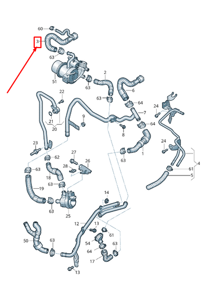 NEW AUDI Q2 GA RADIATOR WATER COOLANT HOSE 5Q0122157CL ORIGINAL