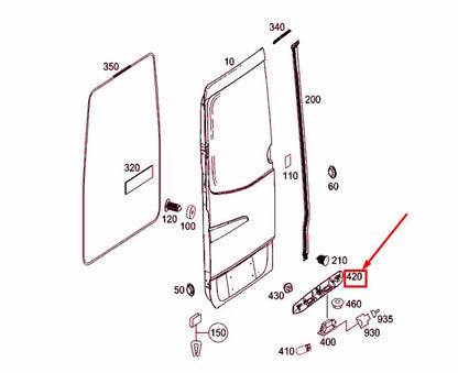 NEW MB SPRINTER 906 REAR LICENSE PLATE LAMP HANDLE TRIM A90674009009B51