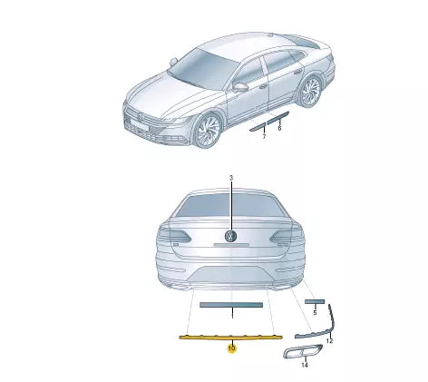 NEW VOLKSWAGEN ARTEON 3H7 REAR BUMPER CENTER MOLDING 3G8853835AGRU