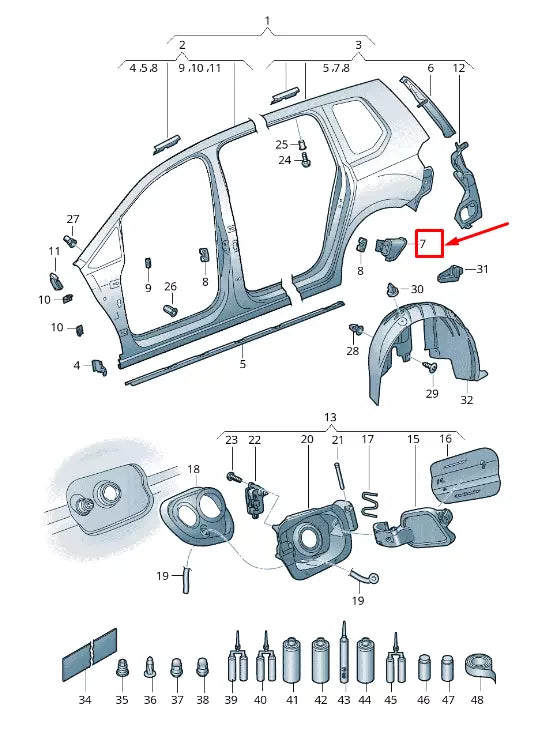 NEW VW TOURAN 5T CENTRE RIGHT C-PILLAR REINFORCEMENT 5TA809614