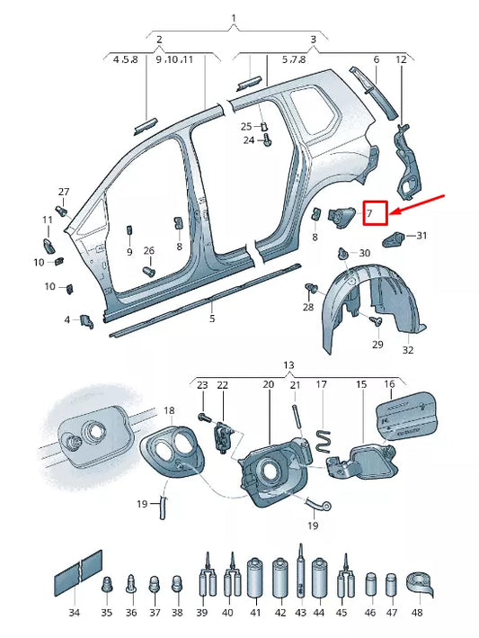 NEW VW TOURAN 5T CENTRE RIGHT C-PILLAR REINFORCEMENT 5TA809614