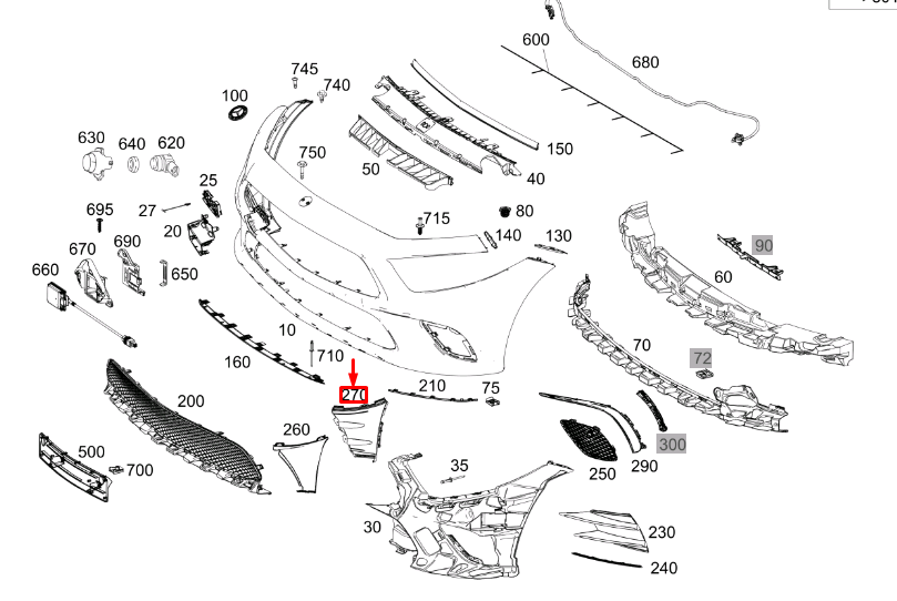 new mb cls c257 front bumper right air duct segment a2578859603 original