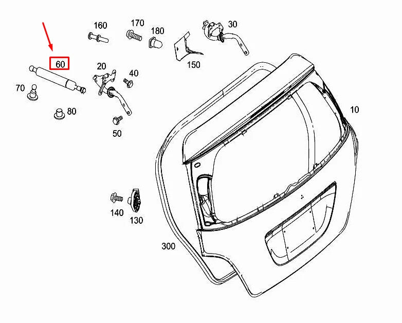 NEW MERCEDES-BENZ R W251 LEFT SIDE TAILGATE GAS STRUT A2519801164 ORIGINAL